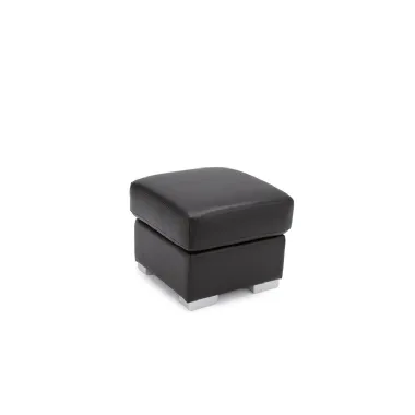 Pouf B198 in pelle imbottita con base in metallo di Bruma