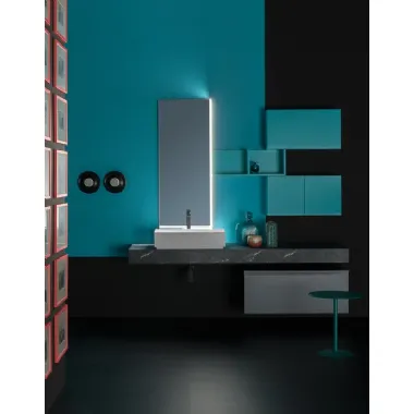 Mobile da Bagno sospeso in nobilitato e  laccato opaco e piano in laminato effetto pietra B GO CHROMATIC BG46 di Compab