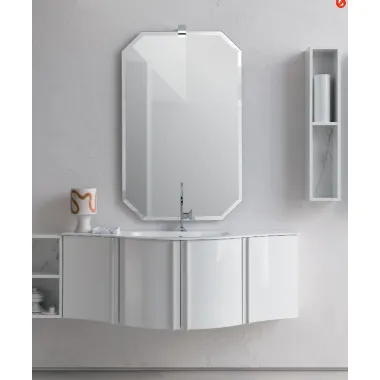 Mobile da Bagno sospeso in laccato bianco lucido B201 BD028 di Compab