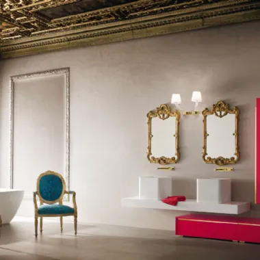 Mobile Bagno da appoggio in laccato lucido con finiture dorate e piano in Mineralguss JACANA LUXURY JA27 di Compab