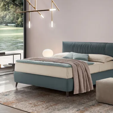 Letto in pelle imbottito con testiera Era Elite di Rosini Night