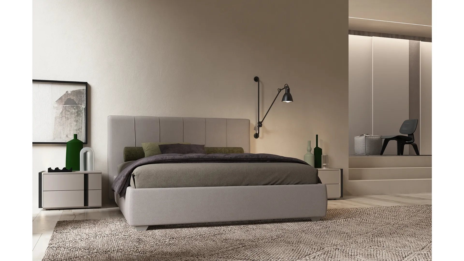 Letto in tessuto con testiera Bend di Favero