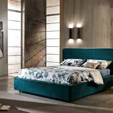 Letto matrimoniale in tessuto con bordo a contrasto Jersey di Artigianaletti