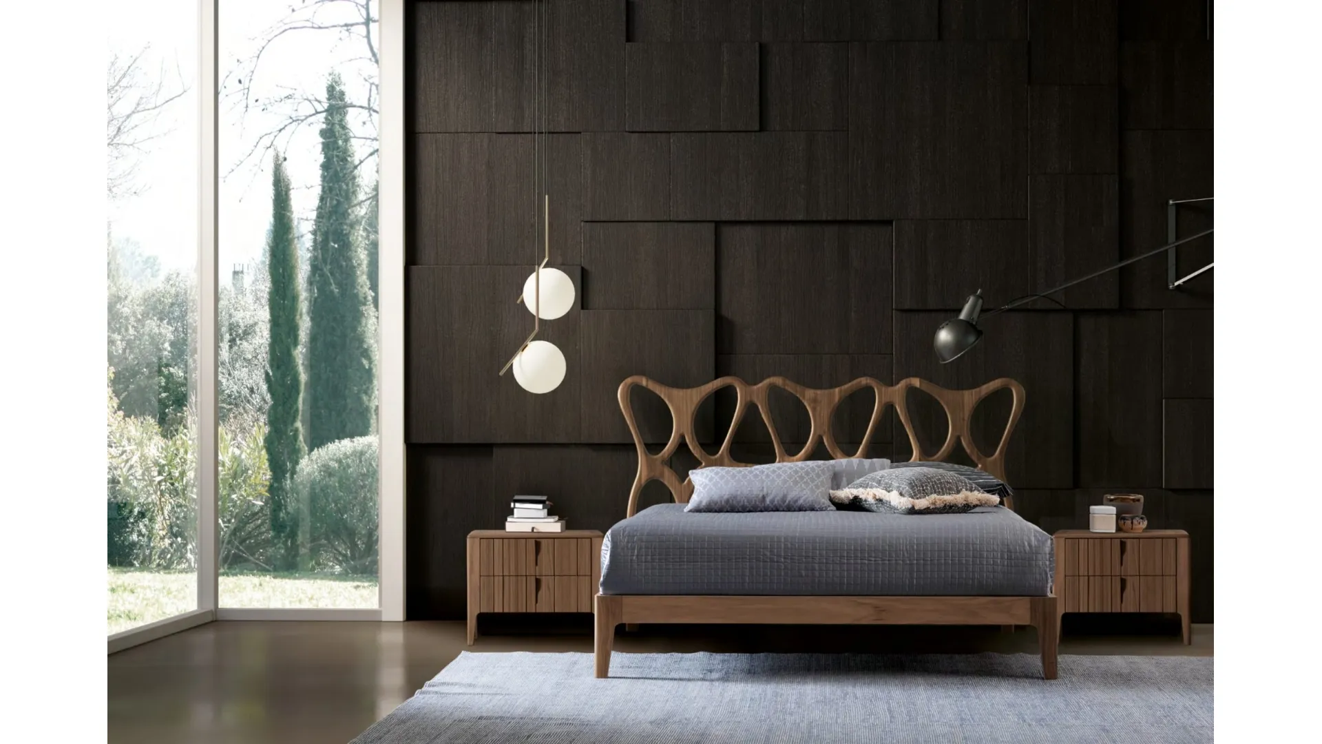 Letto Pedrera in legno con testiera di Modesign