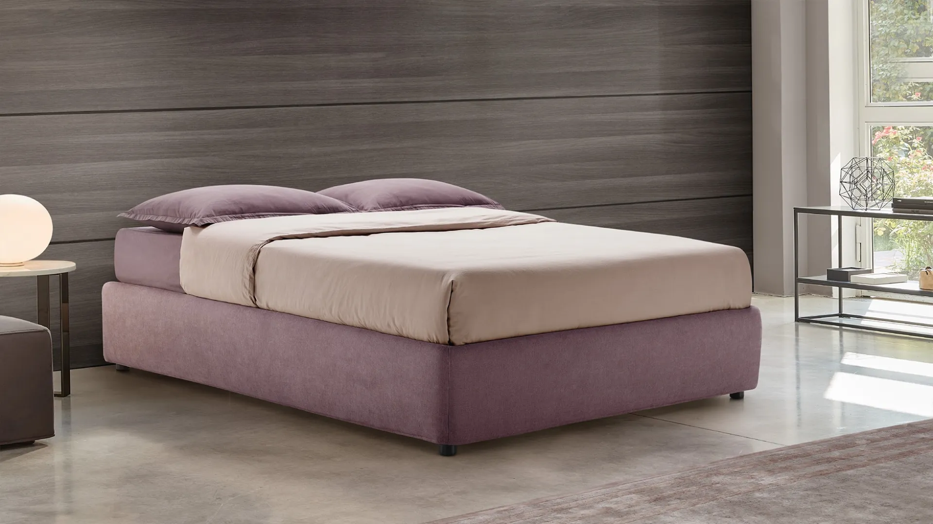 Letto in tessuto con contenitore Sommier di Rosini Night