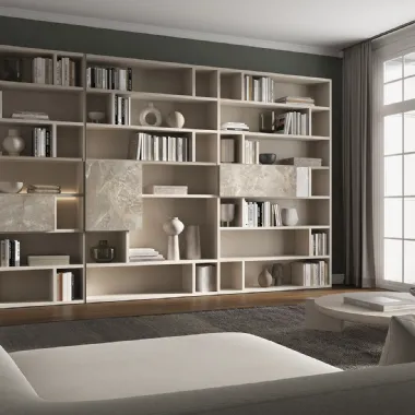 Libreria 7RF5001 finitura Cashmere con ante effetto marmo di Favero