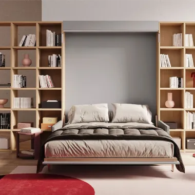 Libreria divisoria con finitura effetto legno Start Bifacciale di Clever