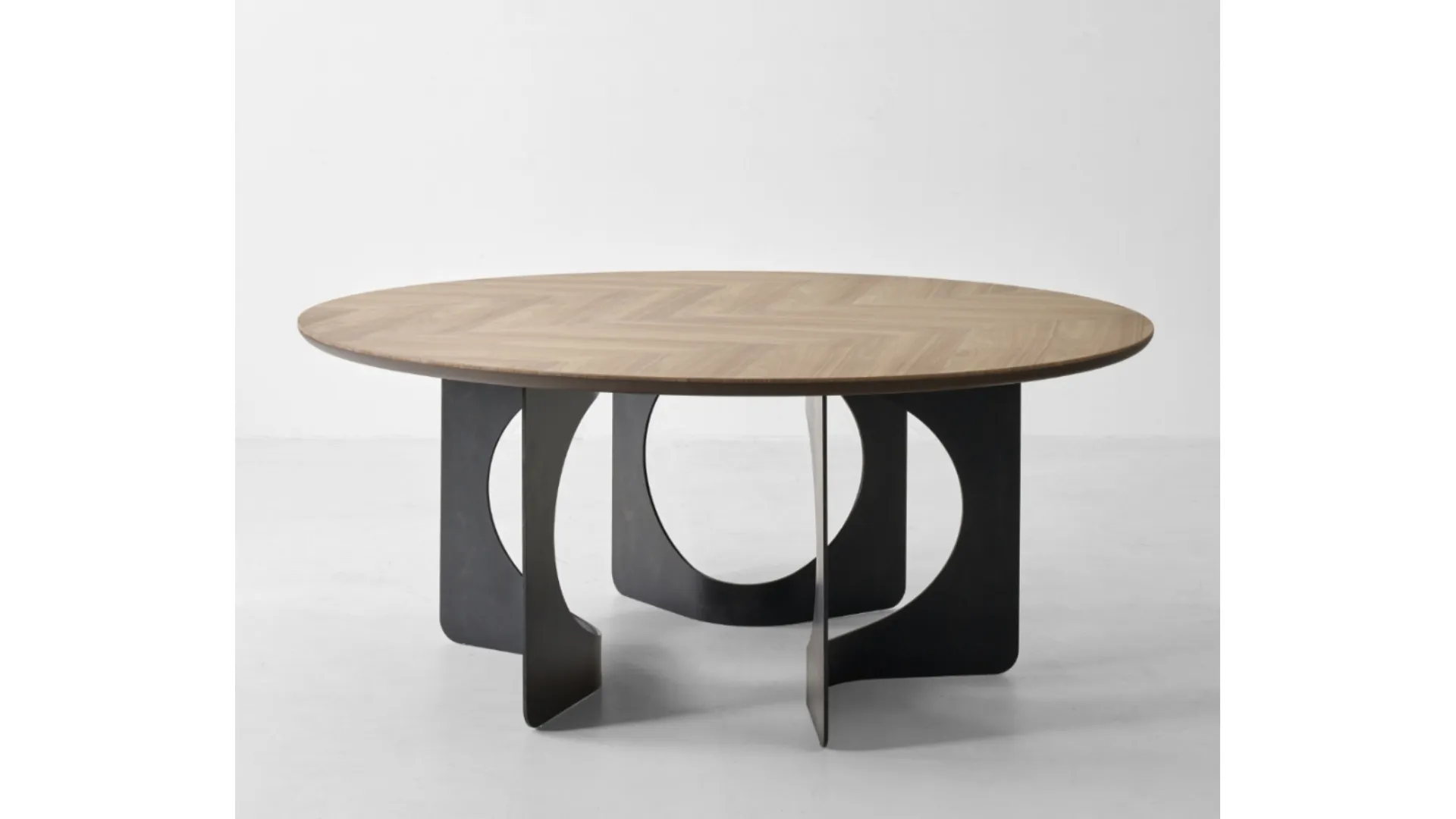 Tavolo Hole Rotondo con top in legno di Modesign