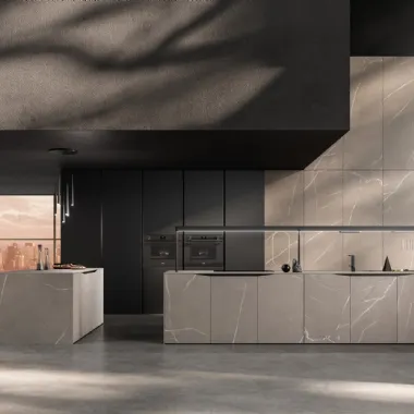 Cucina Design lineare Elementi 01 in ceramica gres effetto pietra di Snaidero