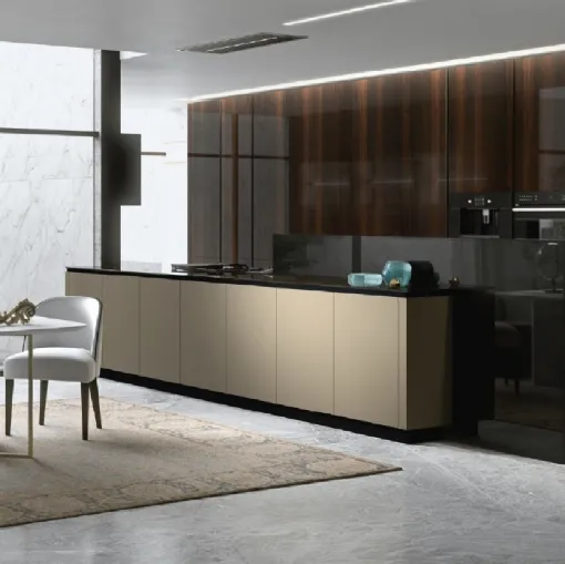 Cucina Design con isola Way Oro e Eucalipto di Snaidero