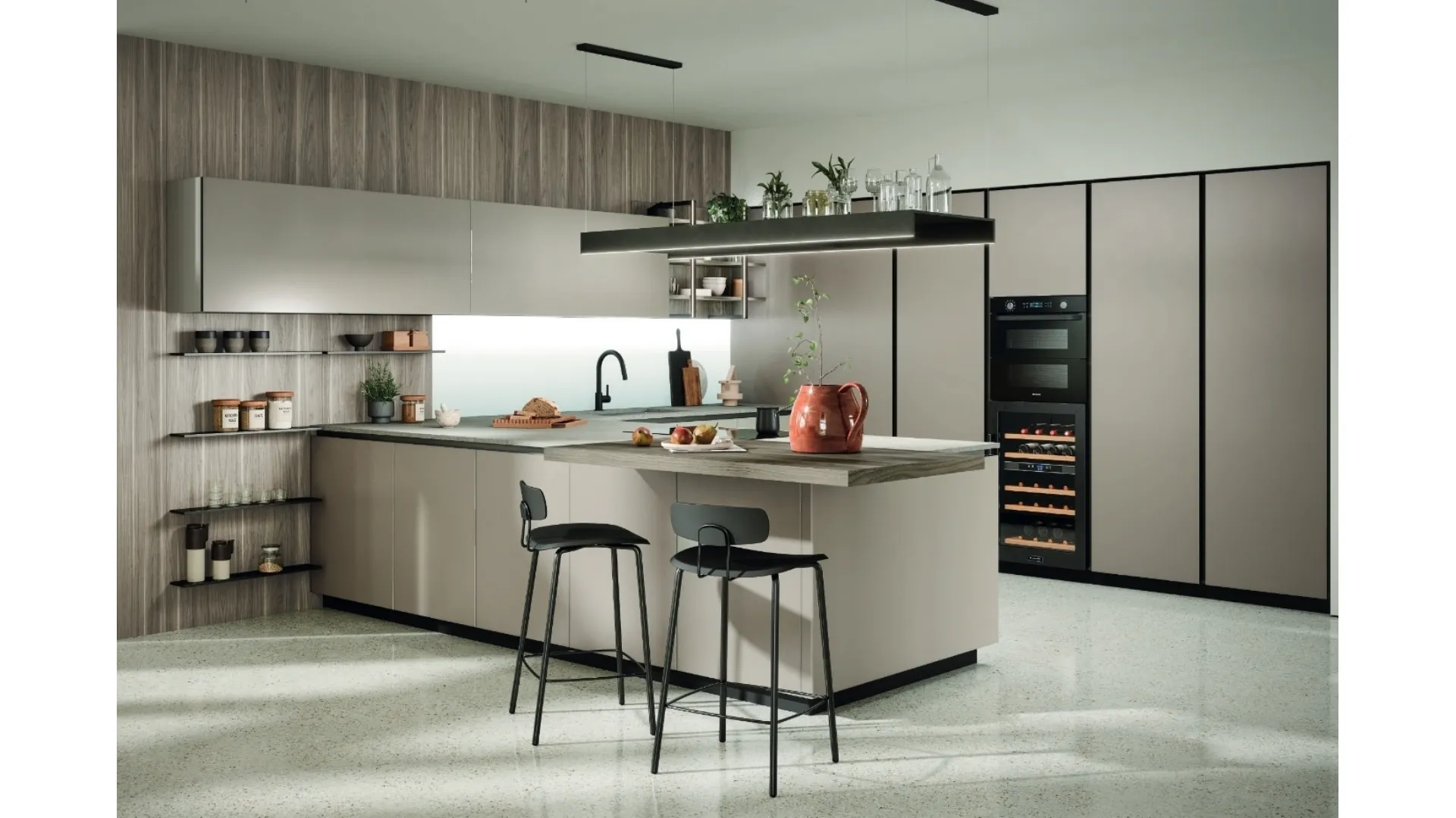 Cucina Moderna con penisola Aria Tech 04 di Forma Cucine