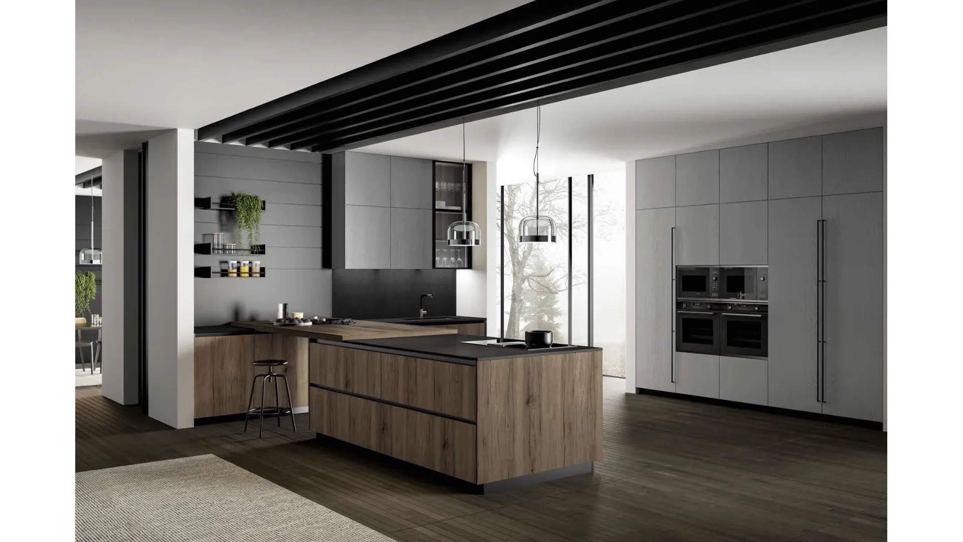 Cucina Moderna in rovere con penisola Asia 03 di Arredo3