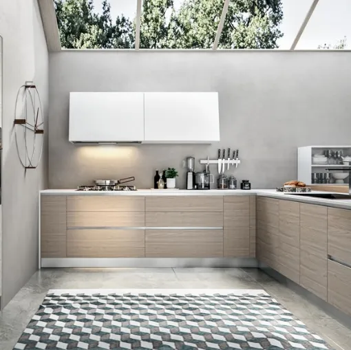 Cucina Moderna Cartesia 02 in melaminico con top finitura Ghiaccio di Home Cucine