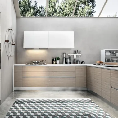 Cucina Moderna Cartesia 02 in melaminico con top finitura Ghiaccio di Home Cucine