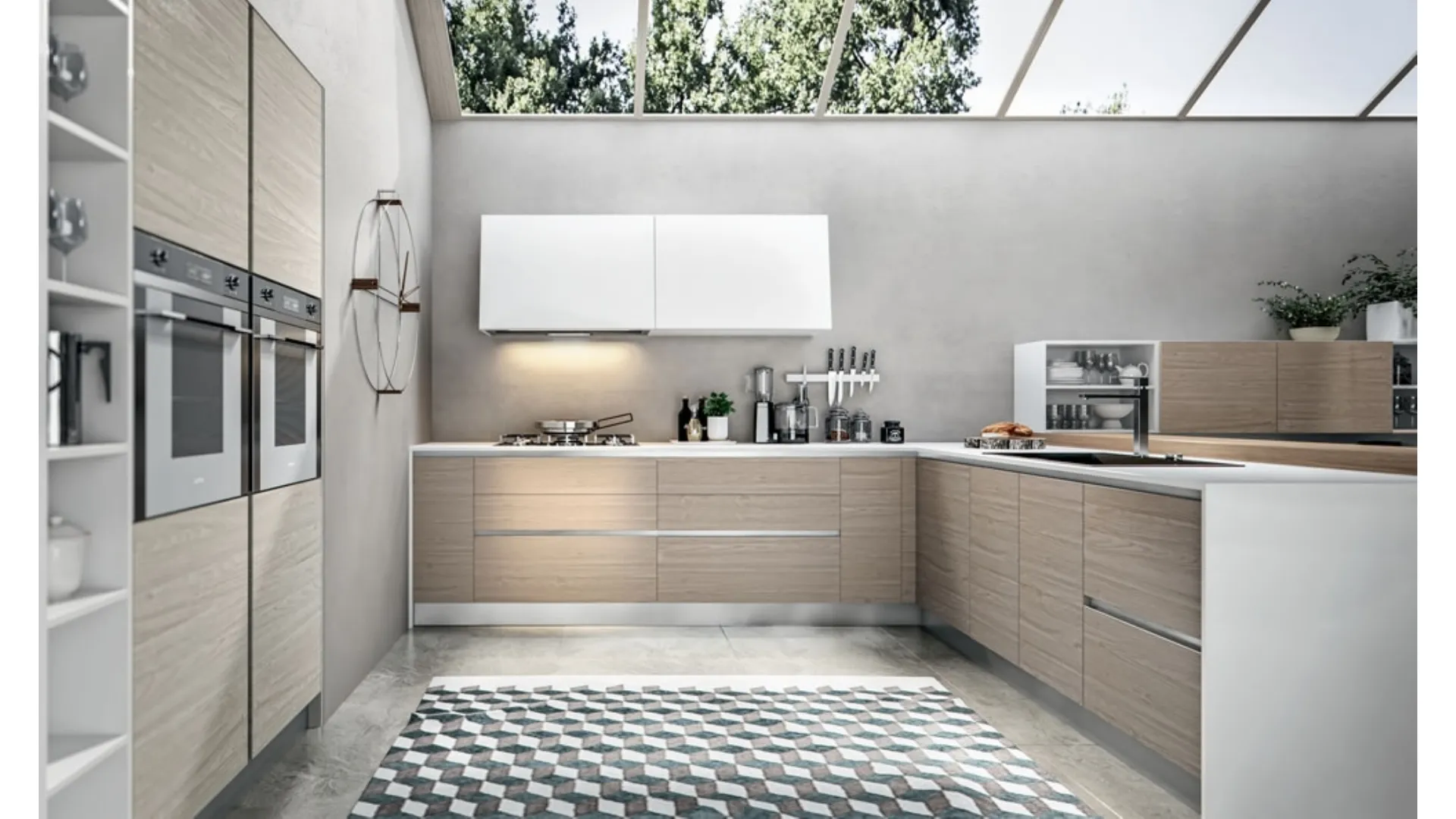 Cucina Moderna Cartesia 02 in melaminico con top finitura Ghiaccio di Home Cucine