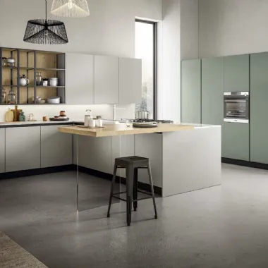 Cucina Moderna con penisola in laccato e laminato Cloe 04 di Arredo3