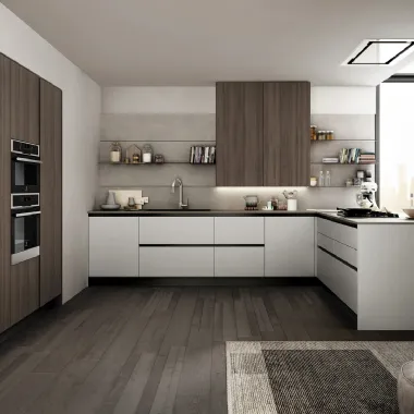 Cucina Moderna in laccato e laminato con penisola Cloe 06 di Arredo3