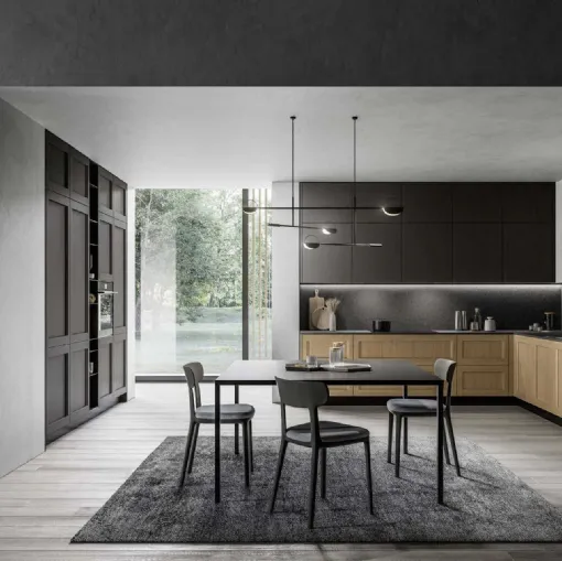 Cucina Moderna angolare in rovere brandy e laccato Frida 03 di Arredo3