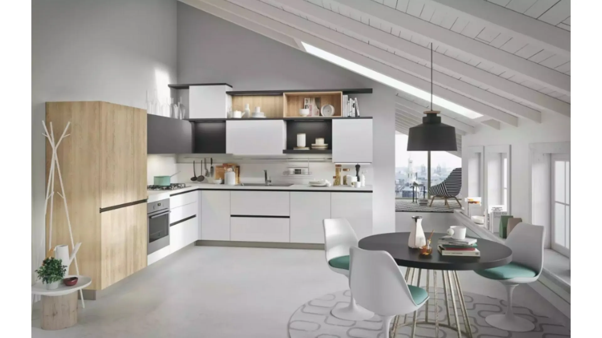 Cucina Moderna angolare Joy Bianco e Rovere di Snaidero