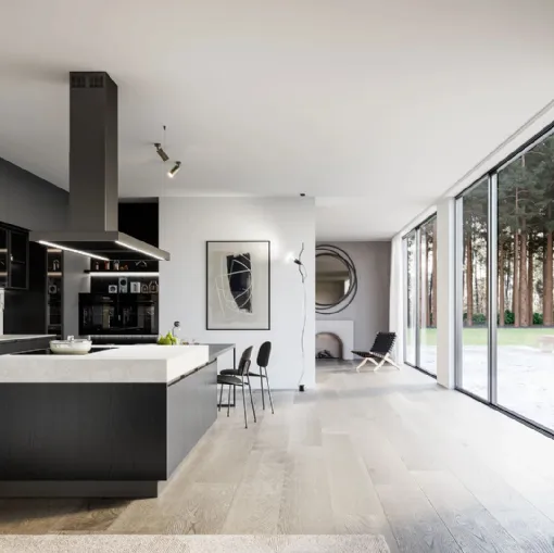 Cucina Moderna in laminato rovere con isola Kalì 11 di Arredo3