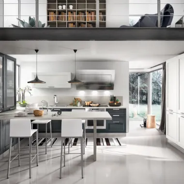 Cucina Moderna angolare con penisola Metropoli 01 in frassino di Home Cucine