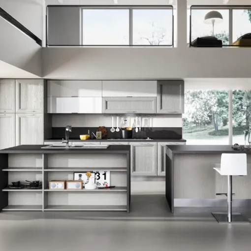 Cucina Moderna con doppia isola Metropoli 05 in frassino di Home Cucine