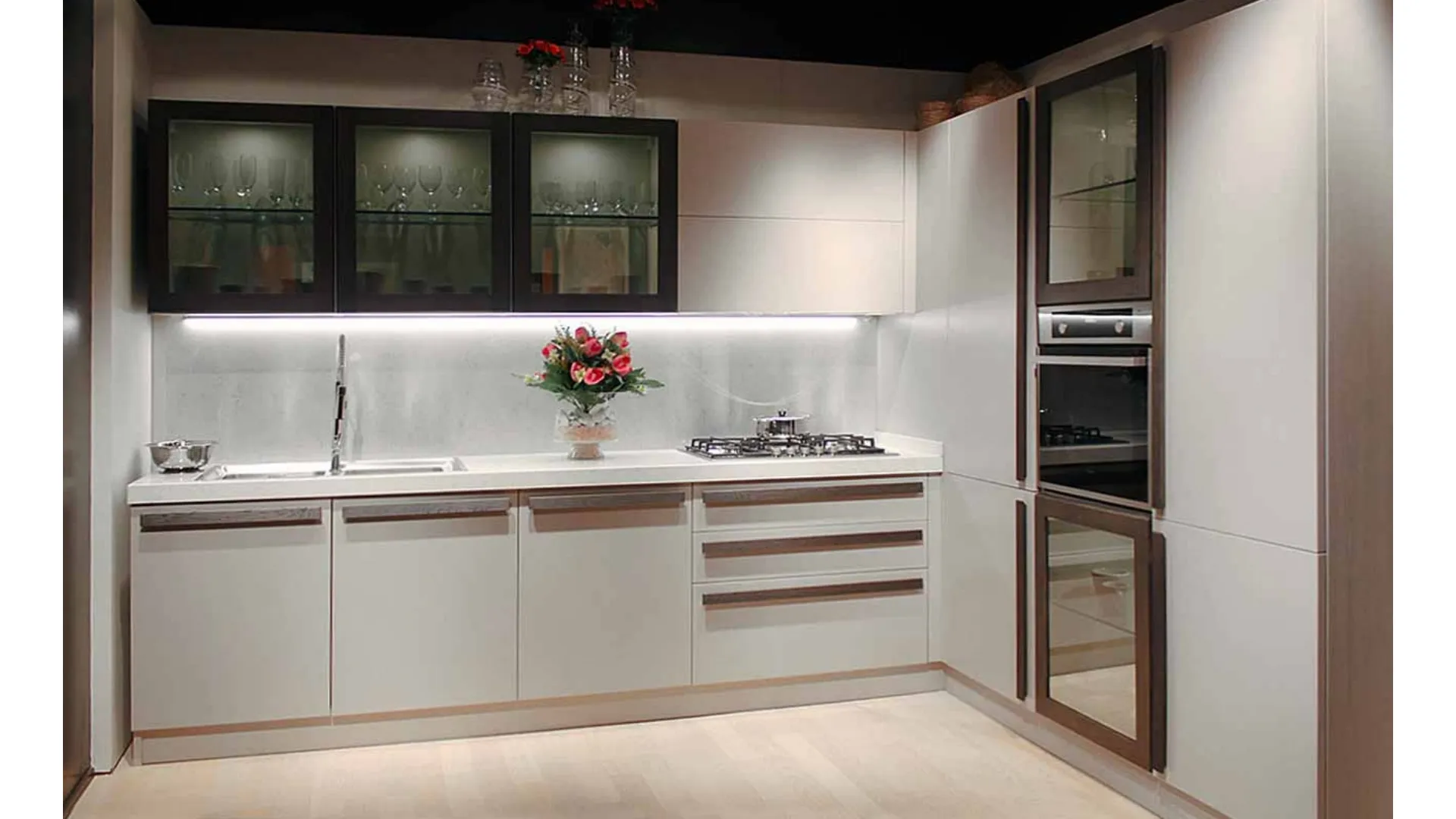 Cucina Moderna Modula 25 Frassino Tortora e Rovere Dark di Le Cucine dei Mastri