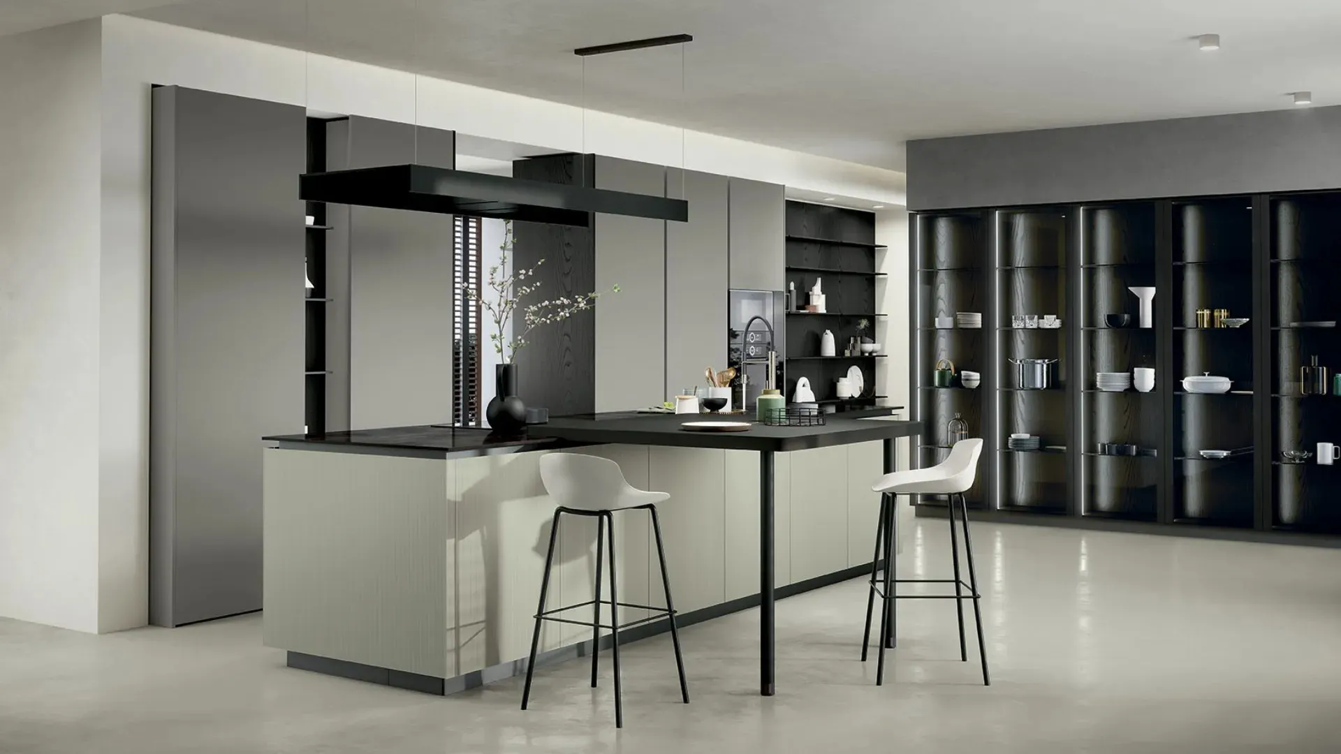 Cucina Moderna con isola Trend 01 in vetro e fenix di Forma Cucine