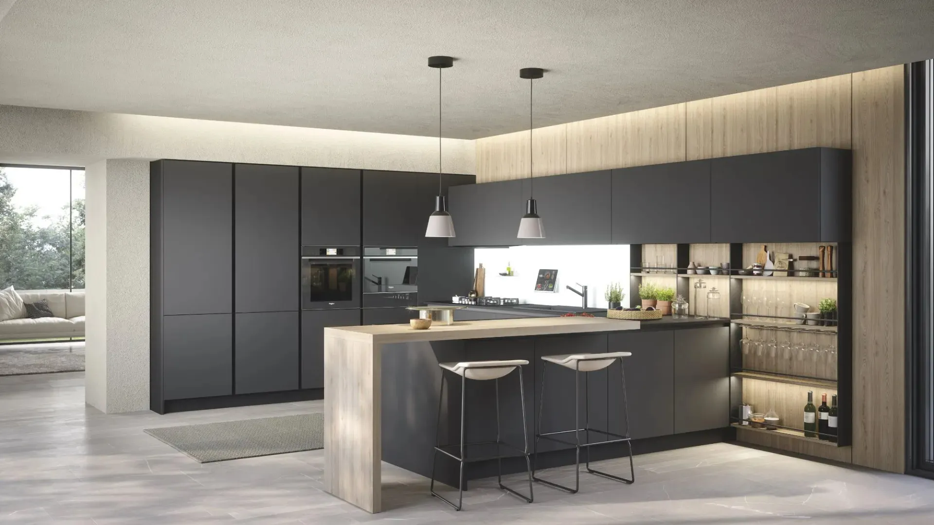 Cucina Moderna con penisola Trend Grip di Forma Cucine