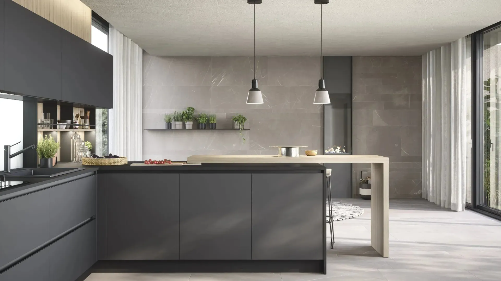 Cucina Moderna con penisola Trend Grip di Forma Cucine