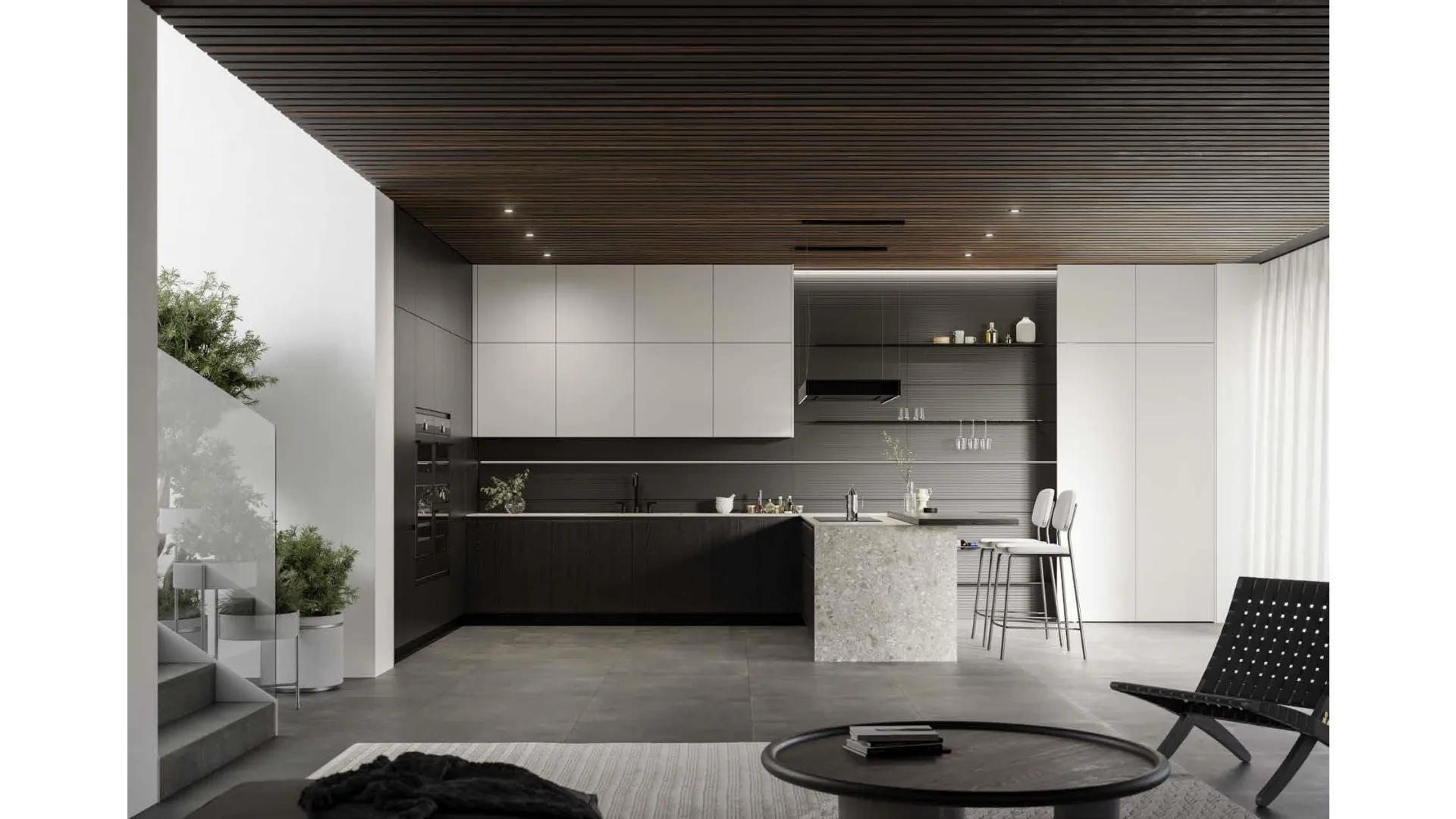 Cucina Moderna in laminato rovere e Pet con penisola Wega 01 di Arredo3